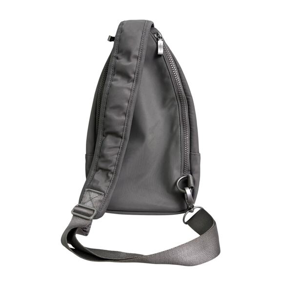 Baggalini Central Park Steel Gray Nylon Sling Backpack Bag - Picture 2 of 9
